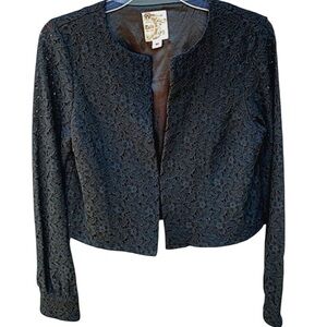 NWOT Anthropologie Tulle Cropped Leaf Embroidery Jacket